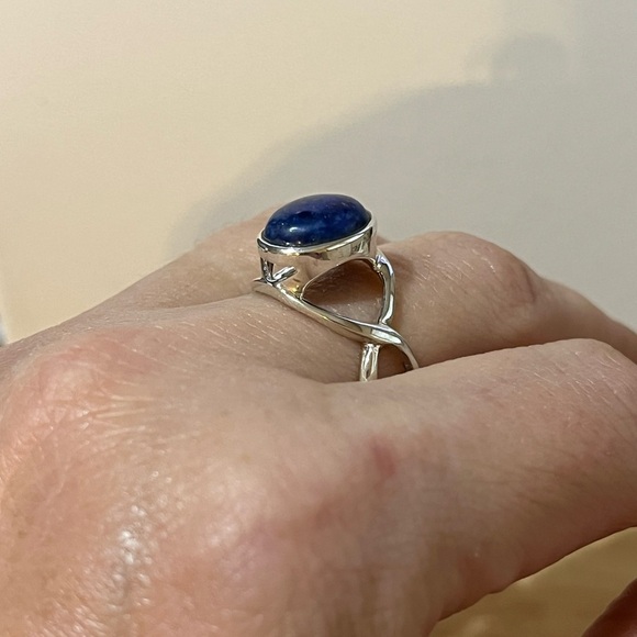 925 STERLING SILVER LAPIS LAZULI GEMSTONE RING SIZE 9 - Picture 5 of 9